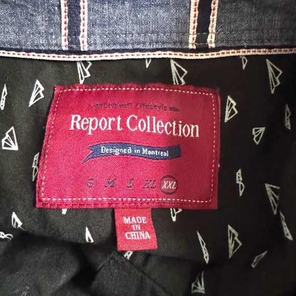 Black short sleeve shirt with paper plane motif - Picture 5 of 5